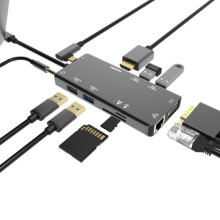 USB-C 3.0  to 2*USB with SD Card & TF Card & Audio & HDMI & VGA & PD3.0 & RJ45